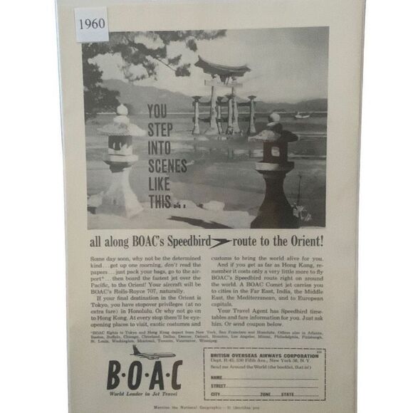 Vintage 1960 BOAC Airways World Leader in Jet Travel Ad Advertisement - Picture 2 of 4
